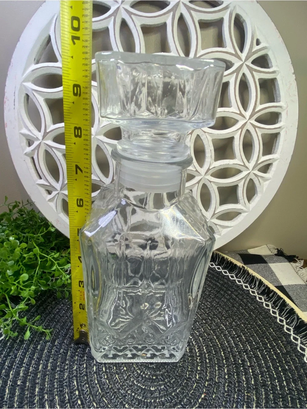 Vintage Bormioli Rocco Square Decanter With Square Topper 32oz & 9‎ 1/2